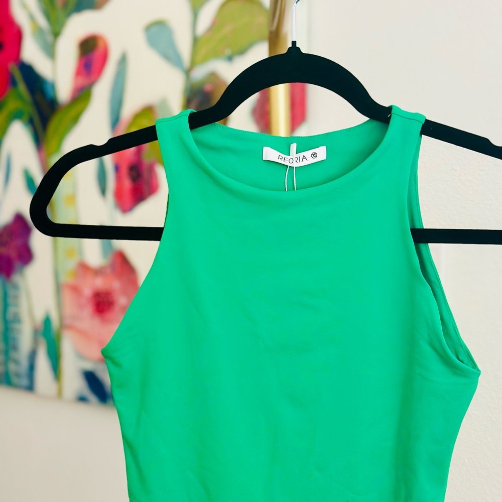 NWT Reoria Green High Neck Sleeveless Bodysuit